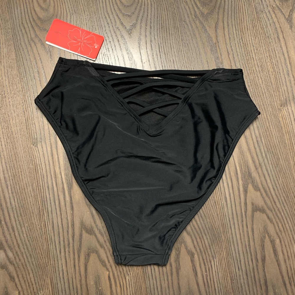 Gossip black high waist bikini bottom cross back M